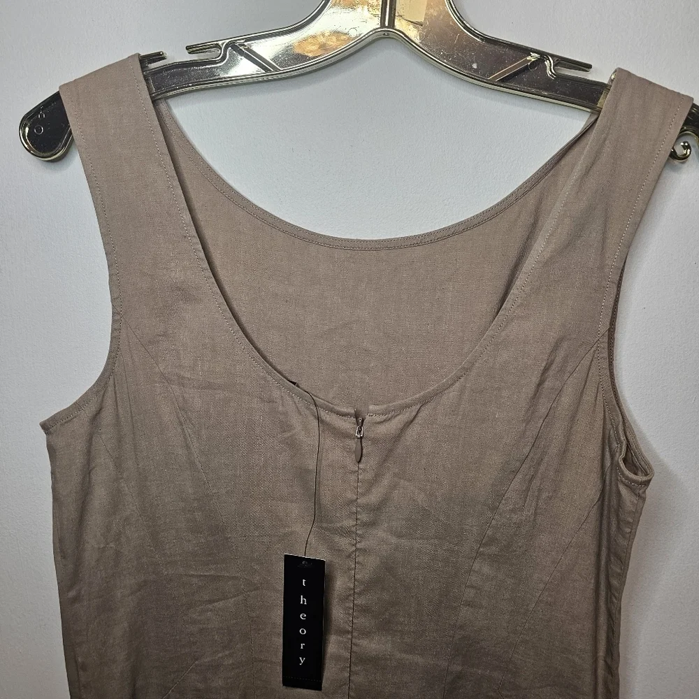 NWT Theory Kaien W Beige Linen Blend Fit & Flare Mini Dress Size 6 - Picture 9 of 14